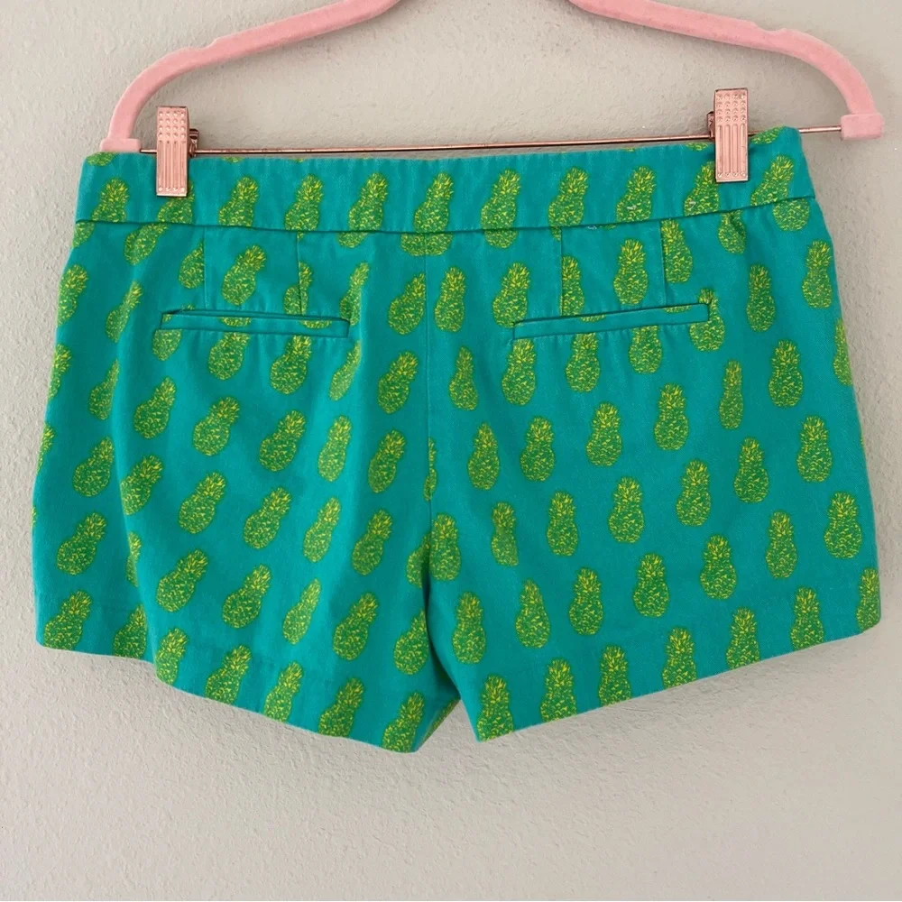 J. Crew Chino Shorts‎ XS 2 Micro Pineapple Green Vacation Resort Beach Tropical